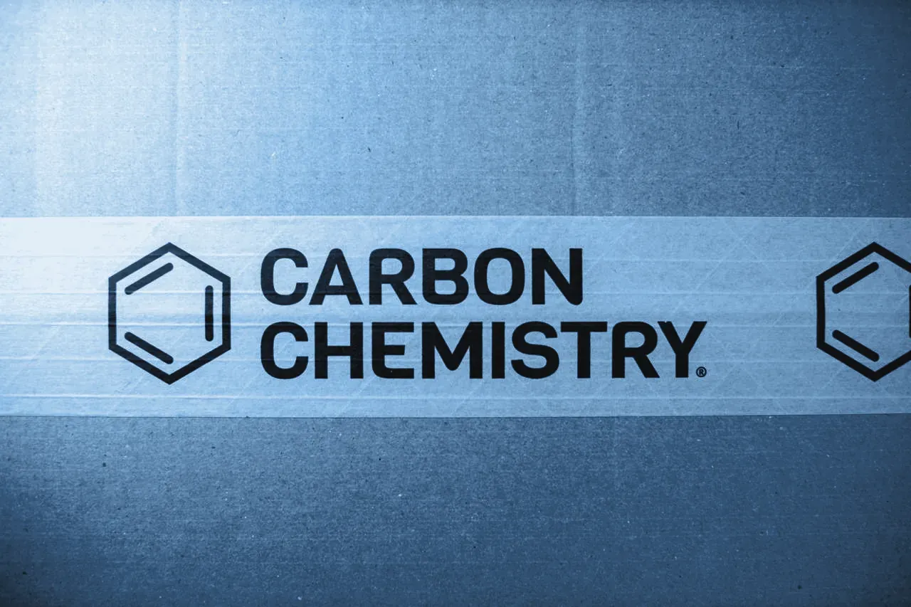 Carbon Chemistry tape across a carton